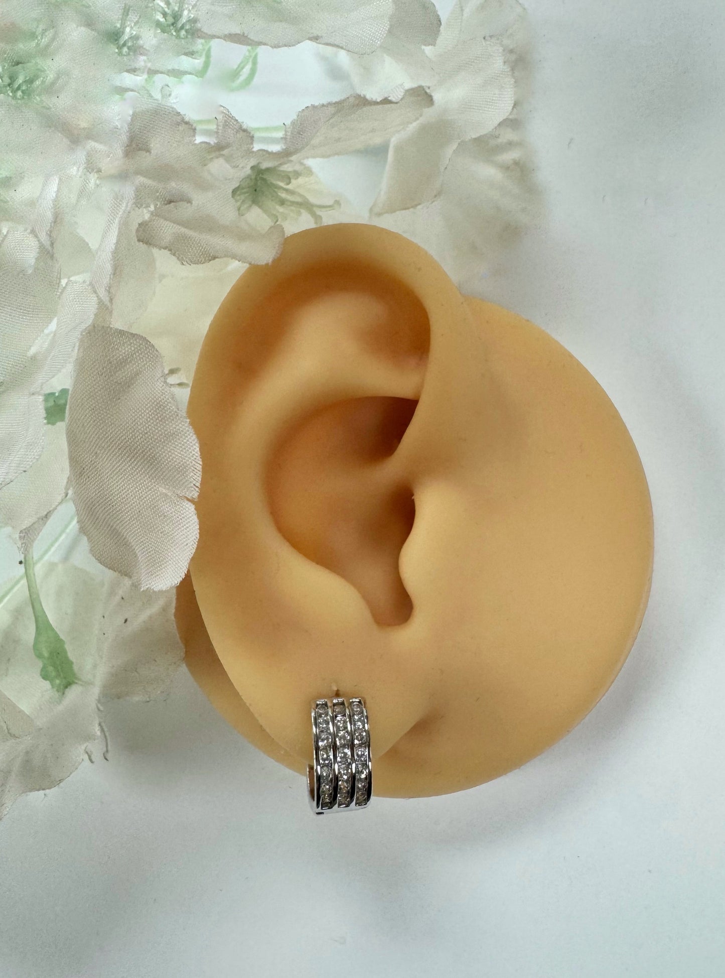 Tres líneas diamante - plata