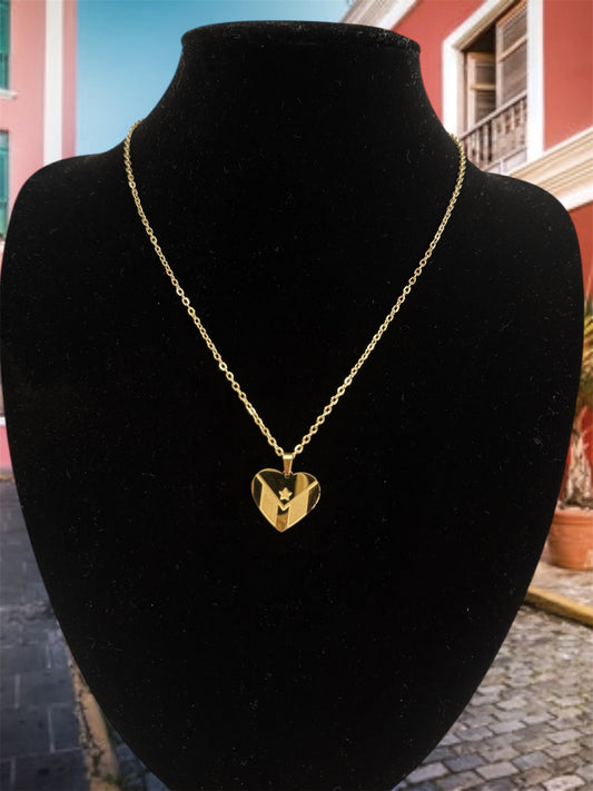 Cadena Mapa Corazon oro