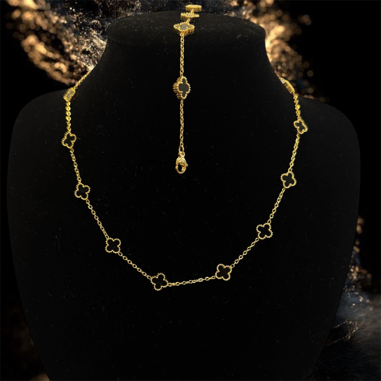 Conjunto de Collar y Pulsera de Trébol - Unisex