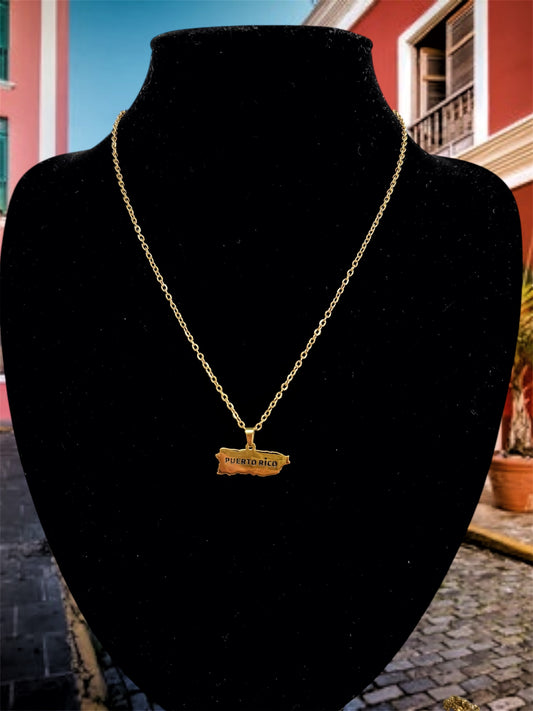 Cadena Mapa Puerto Rico Oro
